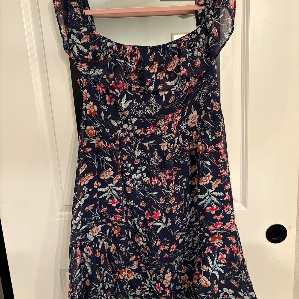 Lulu's Floral Mini Dress - Navy and Multicolor